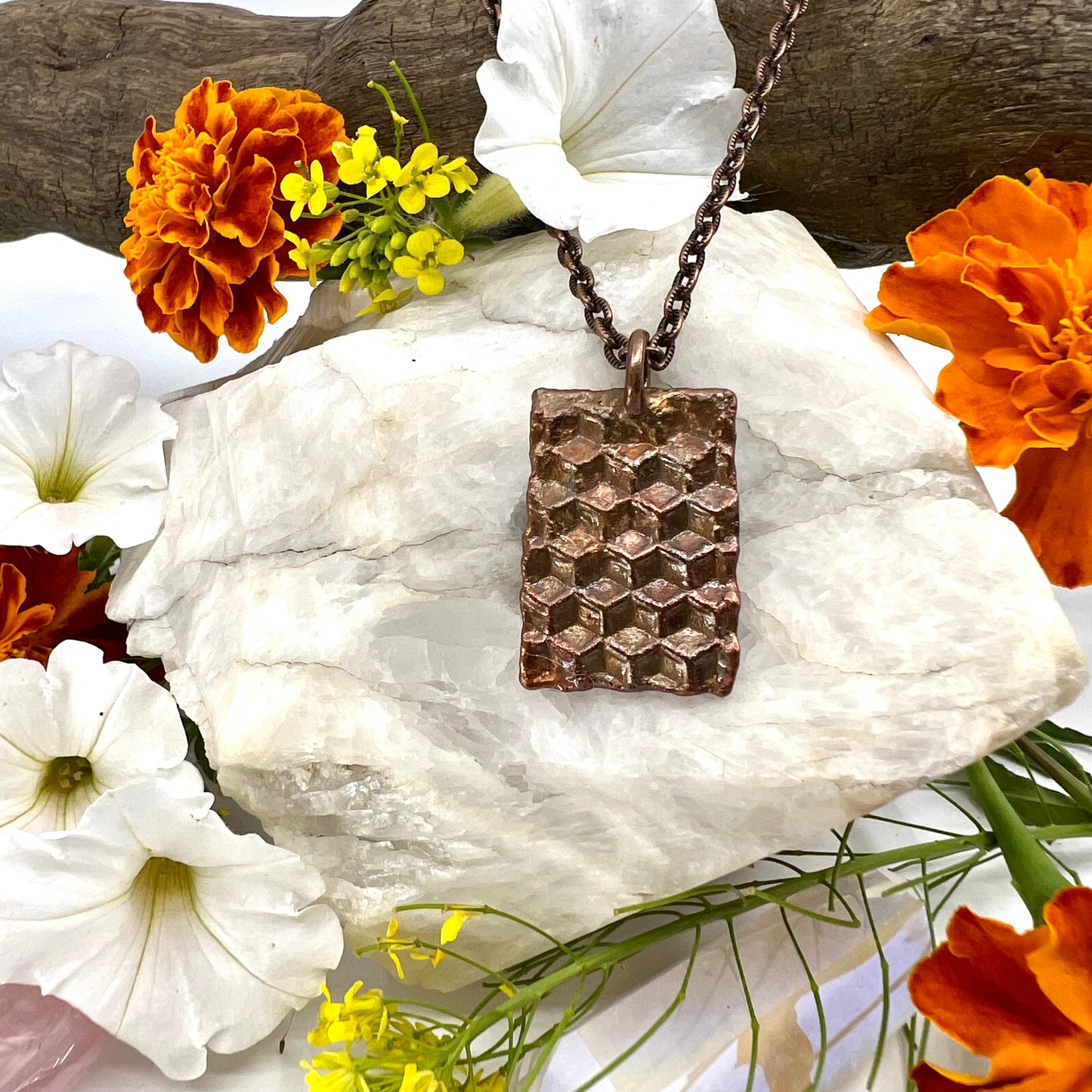 Real Honeycomb Necklace - Copper Electroformed