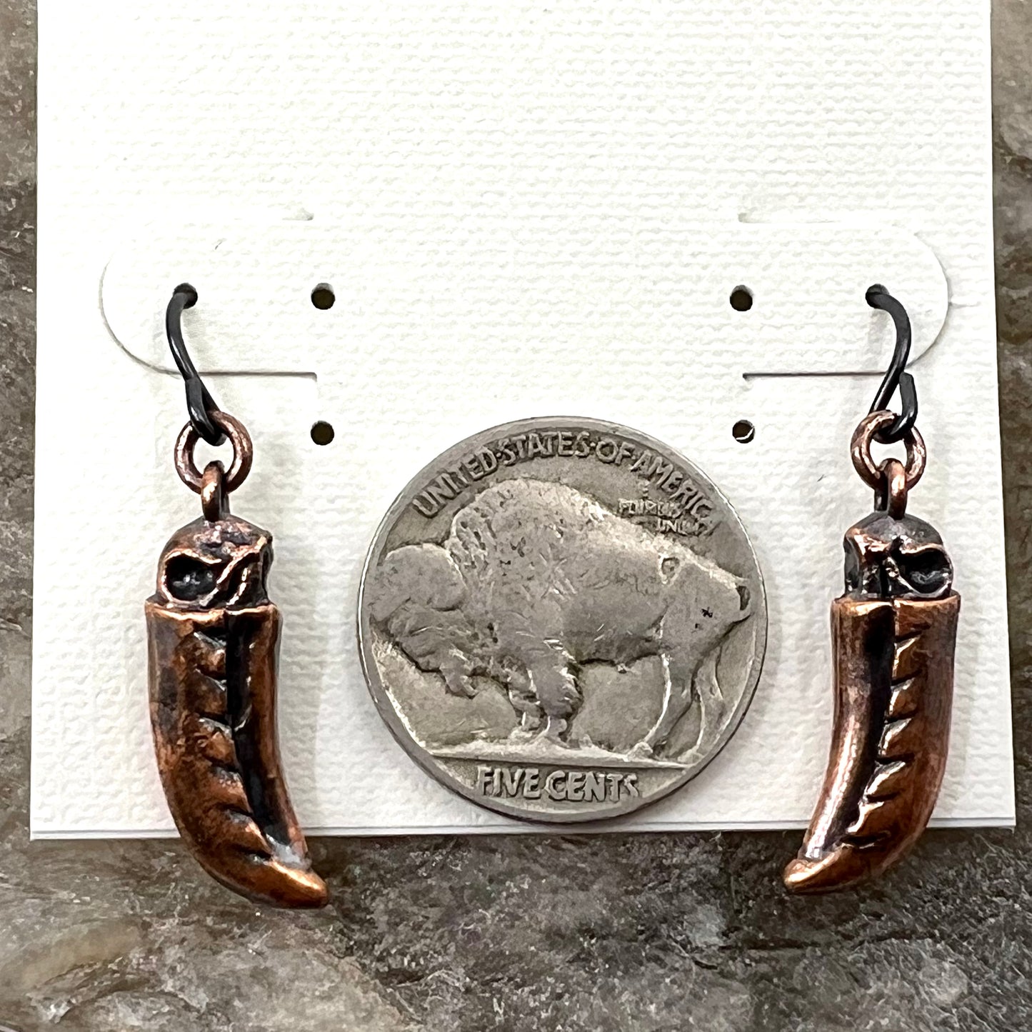 Toucan Skull Replica Earrings - Copper Electroformed