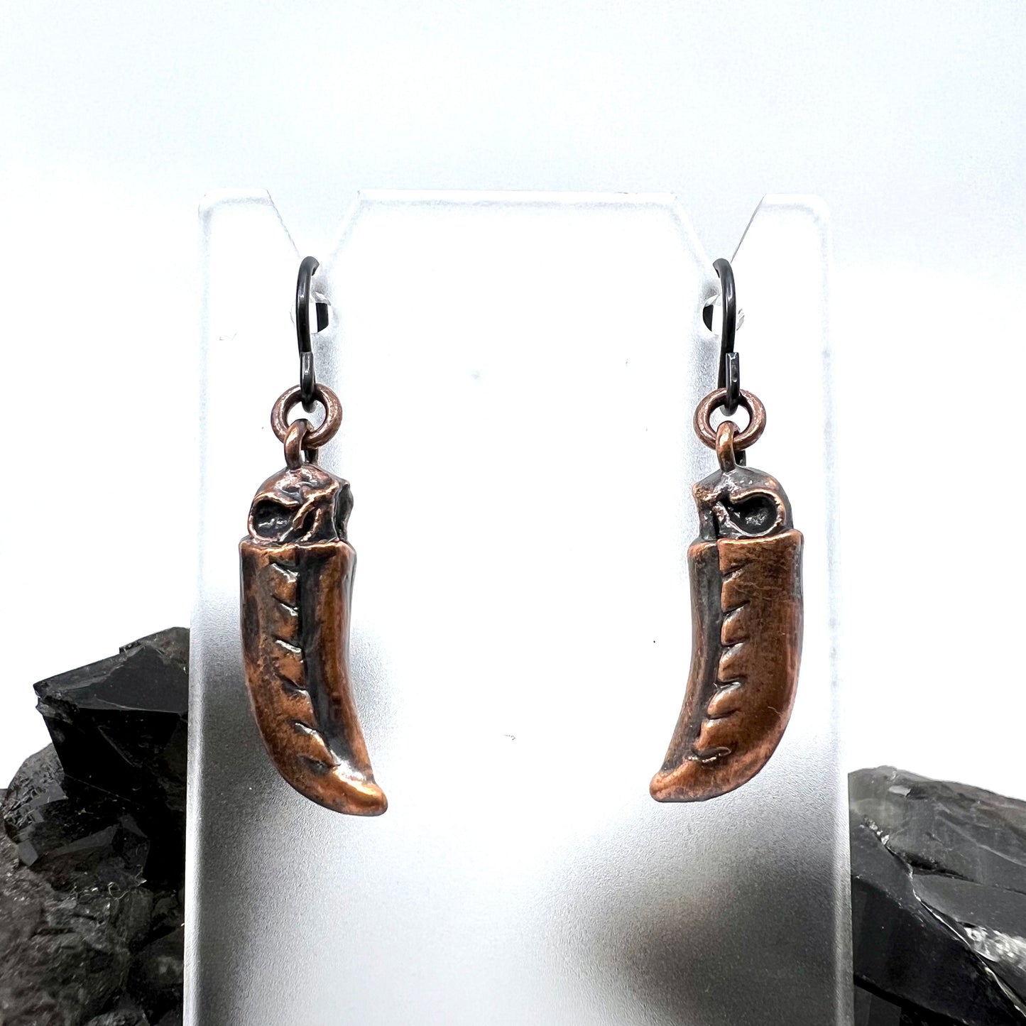 Toucan Skull Replica Earrings - Copper Electroformed