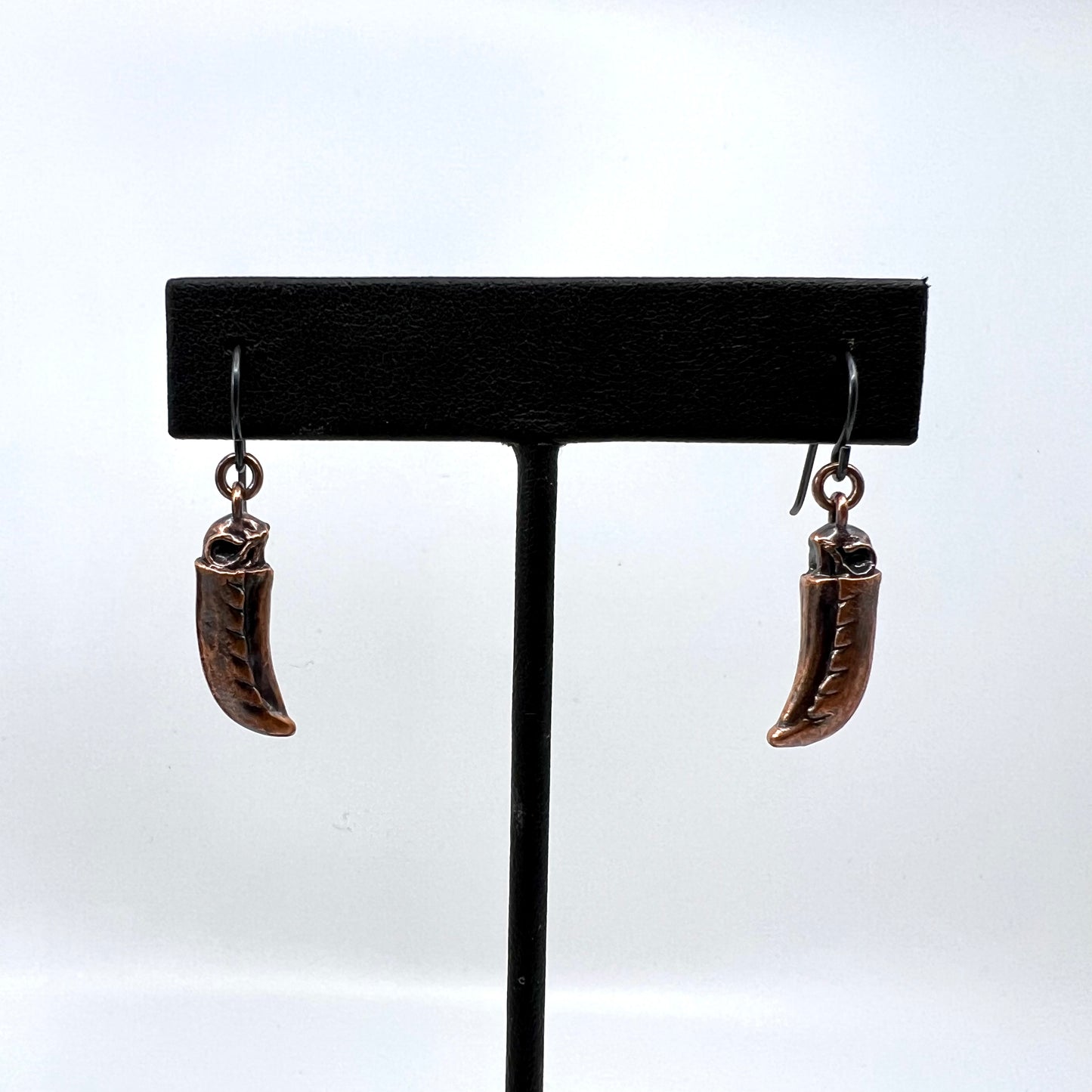 Toucan Skull Replica Earrings - Copper Electroformed