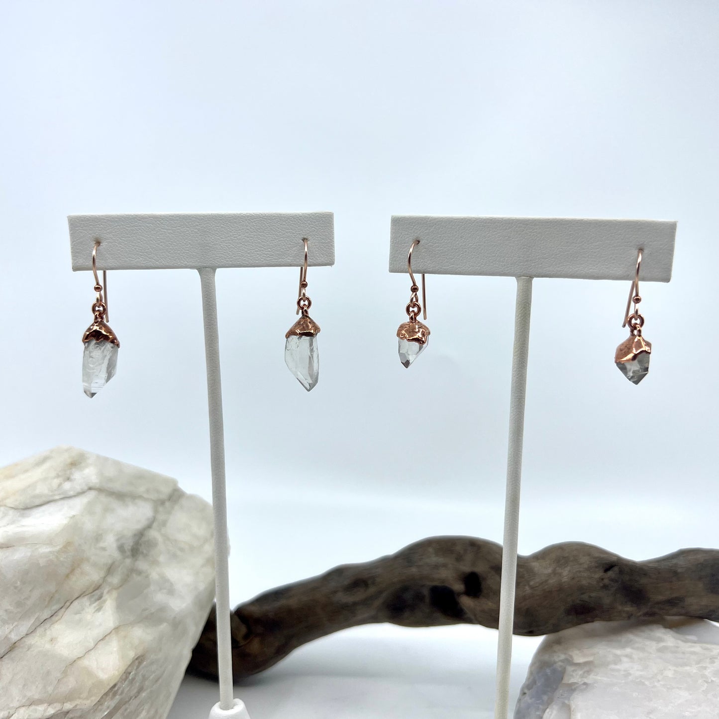 Montana Quartz Drop Earrings - Copper Electroformed