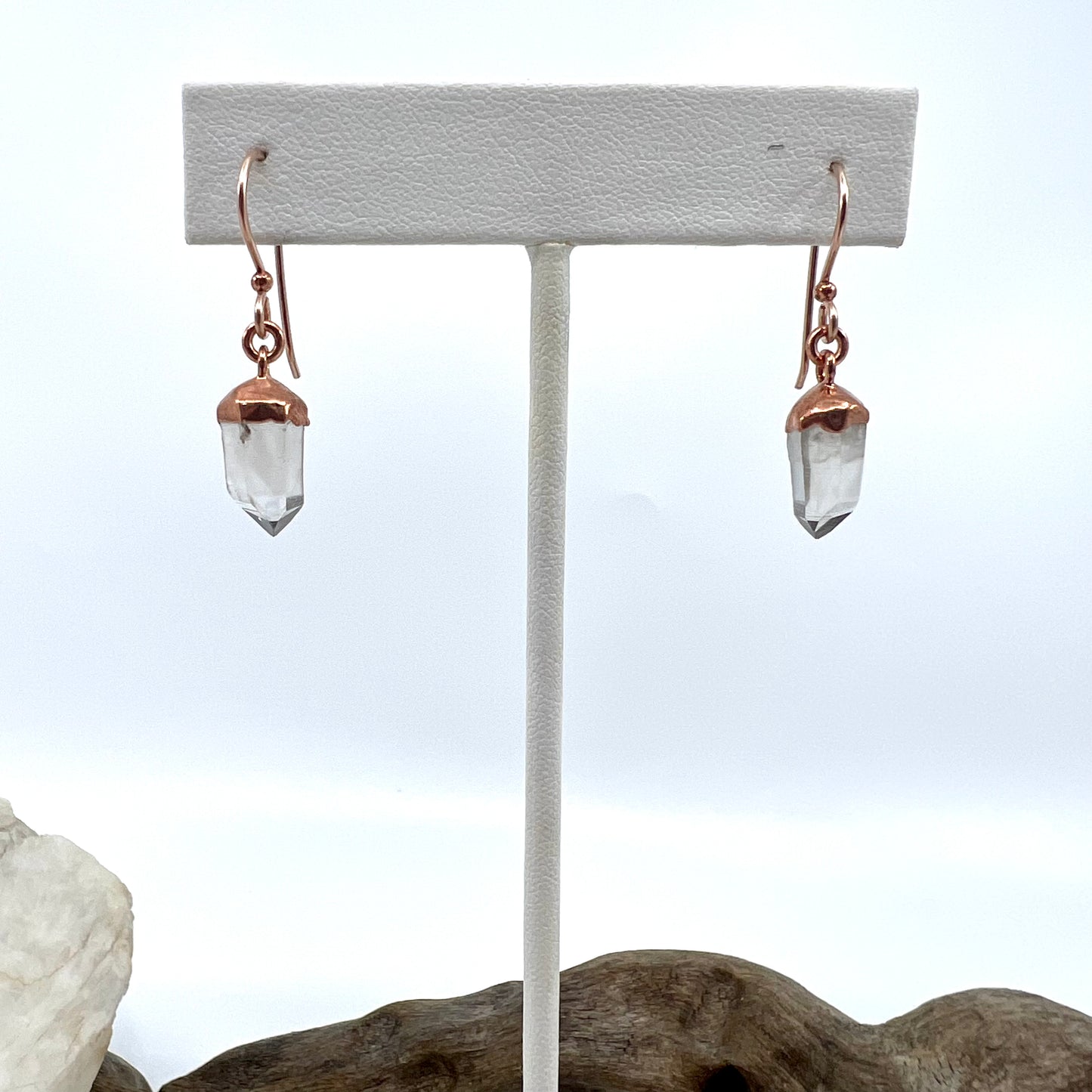 Montana Quartz Drop Earrings - Copper Electroformed