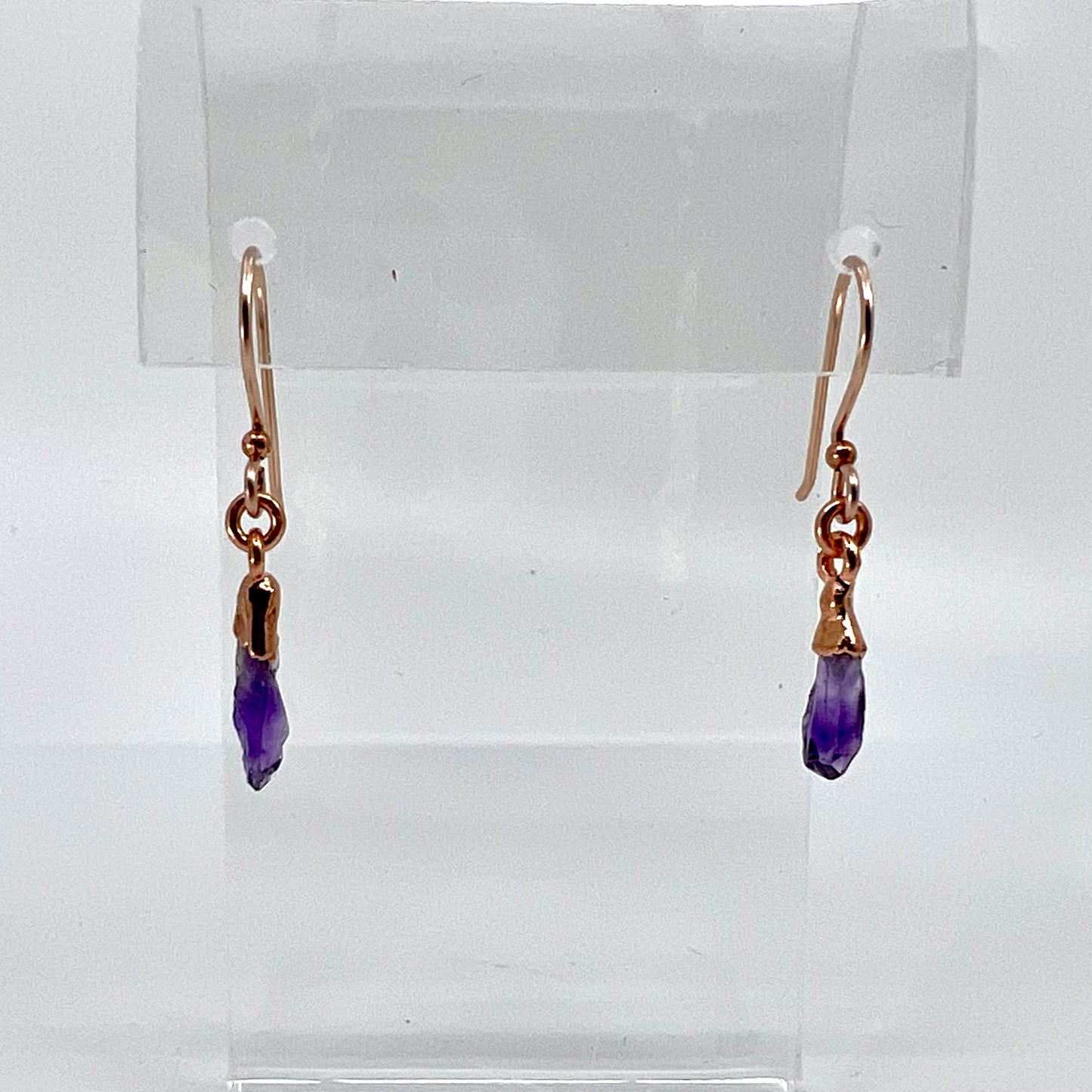 Amethyst Drop Earrings - Copper Electroformed