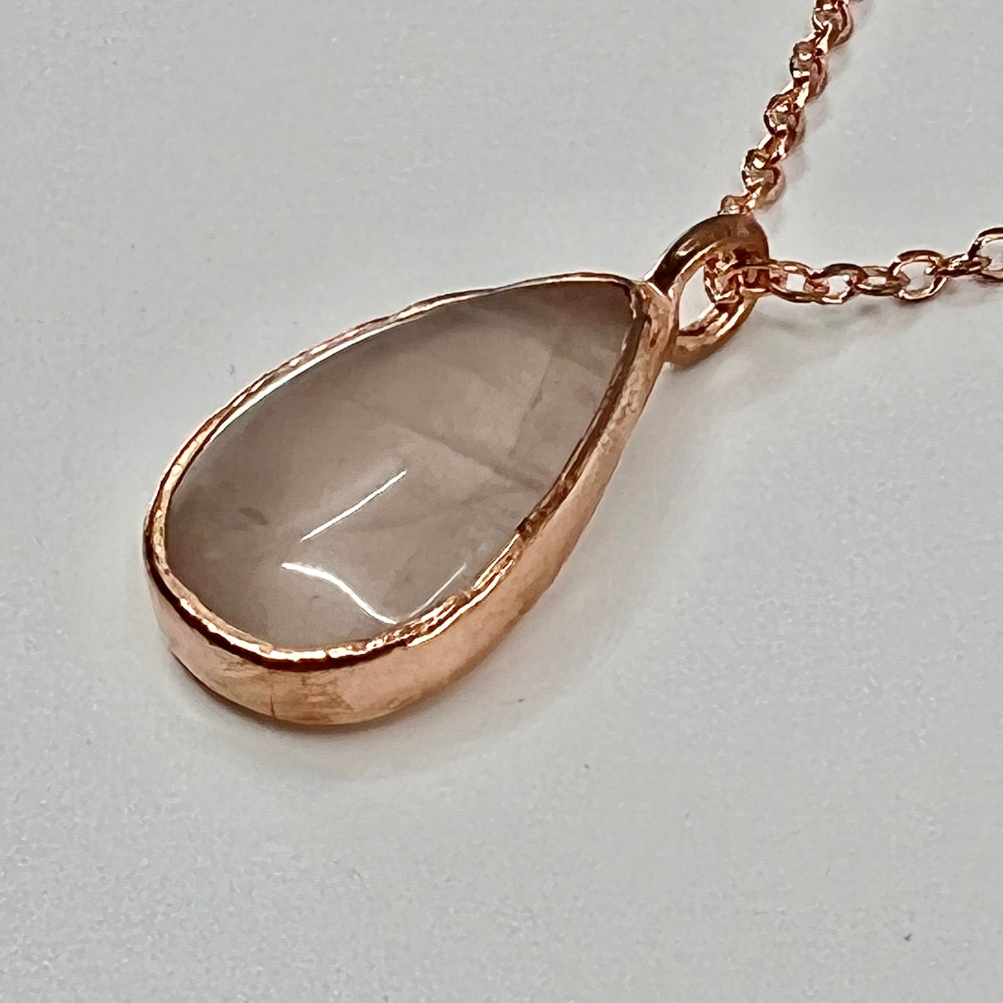 Rose Quartz Necklace - Copper Electroformed