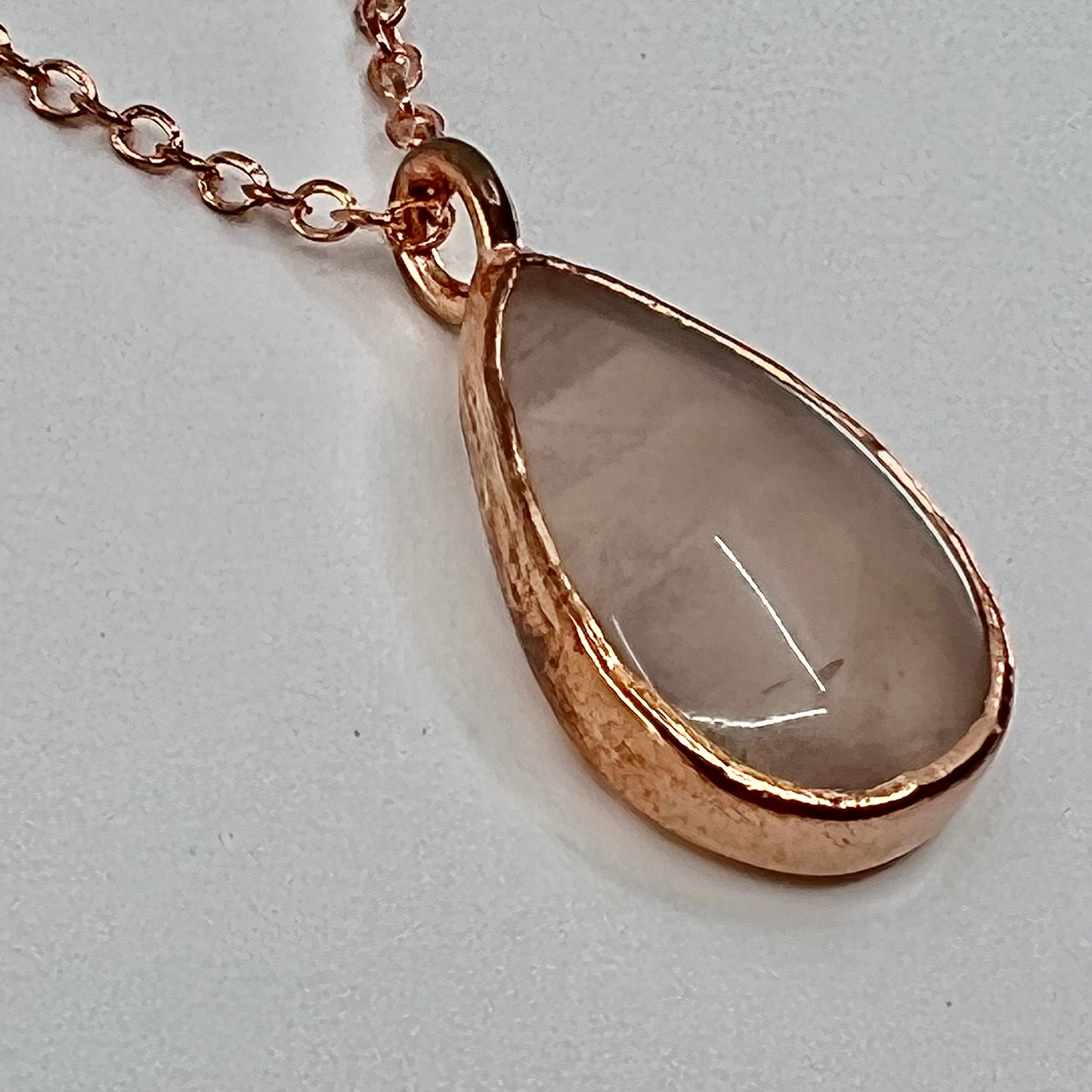 Rose Quartz Necklace - Copper Electroformed
