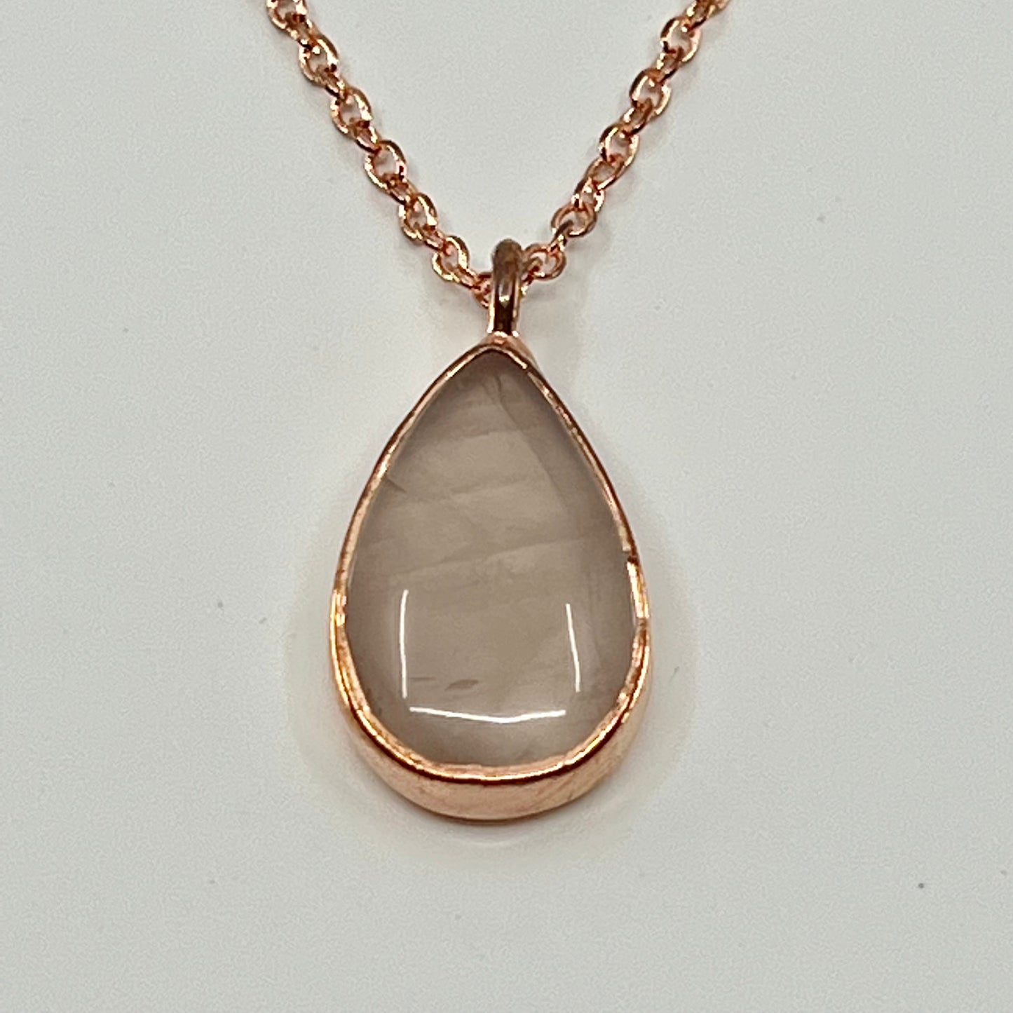 Rose Quartz Necklace - Copper Electroformed