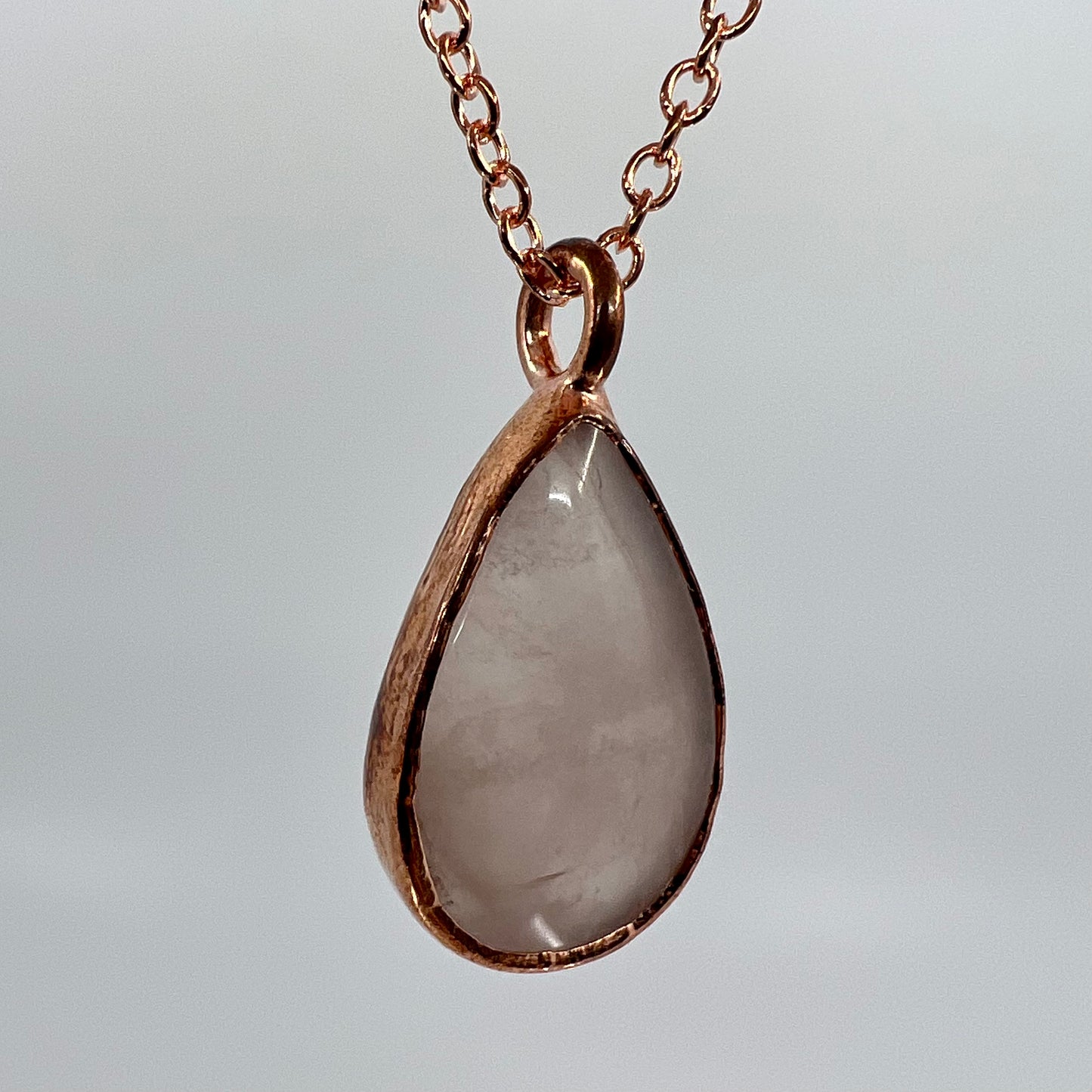 Rose Quartz Necklace - Copper Electroformed