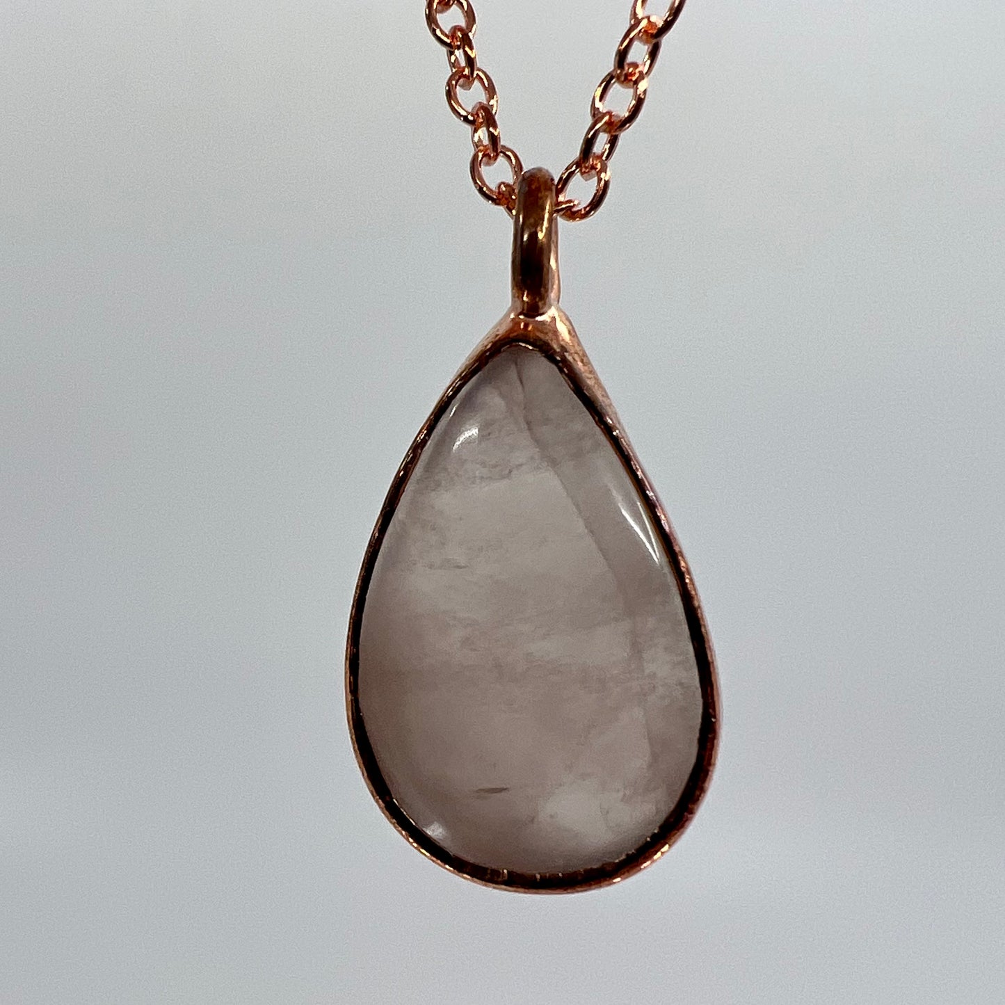 Rose Quartz Necklace - Copper Electroformed