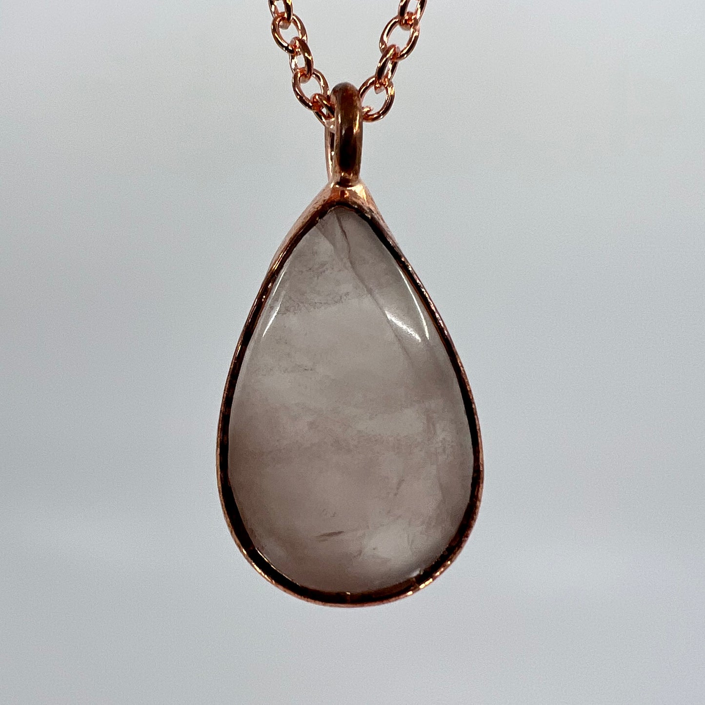 Rose Quartz Necklace - Copper Electroformed