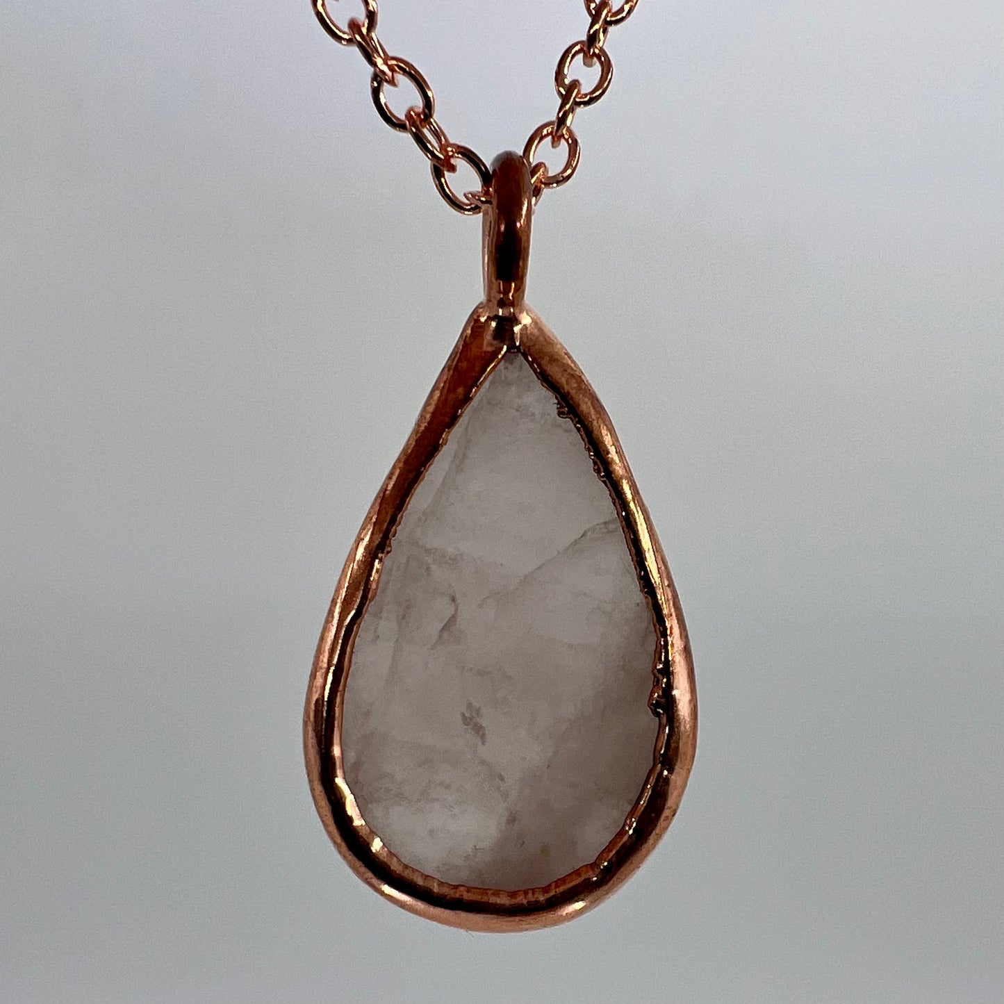 Rose Quartz Necklace - Copper Electroformed