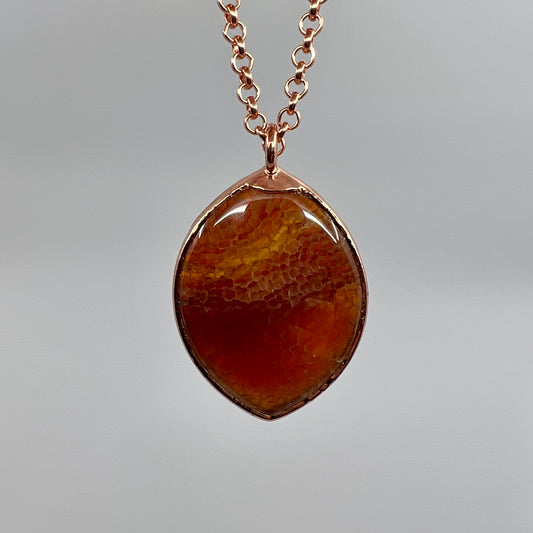 Crackle Agate Necklace - Copper Electroformed