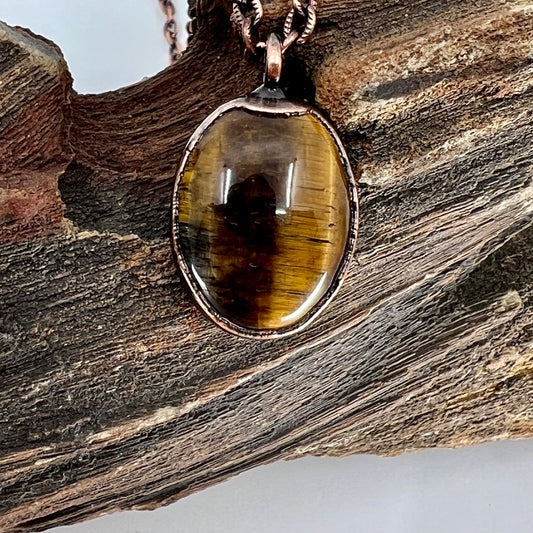 Tiger's Eye Necklace - Copper Electroformed