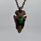 Arrowhead with Jade Glass Accent - Copper Electroformed Necklace