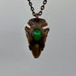 Arrowhead with Jade Glass Accent - Copper Electroformed Necklace