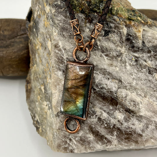 Labradorite Crystal Necklace - Copper Electroformed