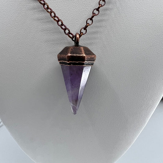 Amethyst Pendulum Necklace - Copper Electroformed